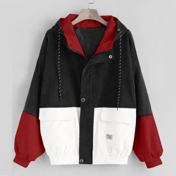women long sleeve corduroy patchwork oversize jacket windbreaker coat overcoat hooded pockets pockets windbreaker jacket women, Black;brown
women long sleeve corduroy patchwork oversize jacket windbreaker coat overcoat hooded pockets pockets windbreaker jacket women, Black;brown