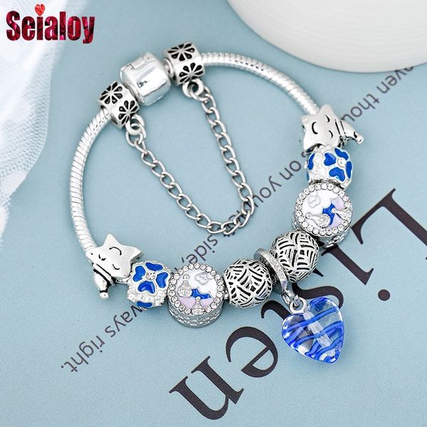 seilaoy blue heart glass charm bracelets for women men original air balloon star beads silver couple bracelet bangle gift, Golden;silver
seilaoy blue heart glass charm bracelets for women men original air balloon star beads silver couple bracelet bangle gift, Golden;silver