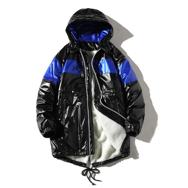 high street glossy leather parkas men winter hip hop patchwork cotton coat men warm lambswool hooded jackets windbreaker, Black
high street glossy leather parkas men winter hip hop patchwork cotton coat men warm lambswool hooded jackets windbreaker, Black