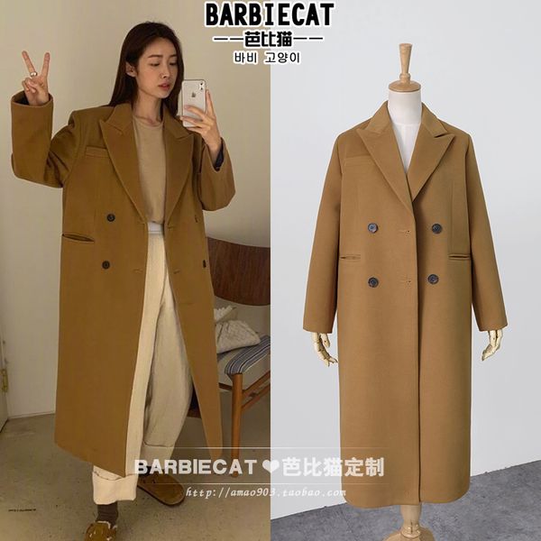 women's wool & blends autumn winter casual woolen coat women double breasted lapel long fashion camel overcoat, Black
women's wool & blends autumn winter casual woolen coat women double breasted lapel long fashion camel overcoat, Black