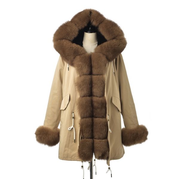 fursarcar fashion khaki jacket real fur parka women luxury winter long coat with fur collar and cuff casual warm parka, Black
fursarcar fashion khaki jacket real fur parka women luxury winter long coat with fur collar and cuff casual warm parka, Black