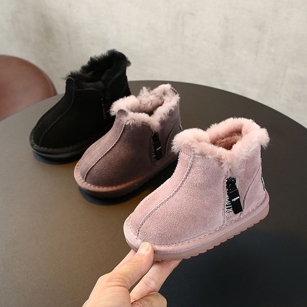 winter children' genuine leather snow boots baby soft bottom short boots 1-3 years old children' shoes kids, Black;grey
winter children' genuine leather snow boots baby soft bottom short boots 1-3 years old children' shoes kids, Black;grey