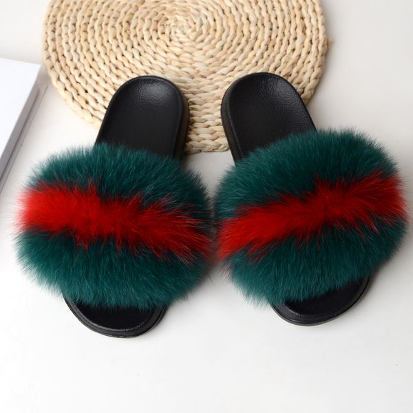 factory wholesale rainbow color raccoon fur slide woman soft real fox fur slippers, Black
factory wholesale rainbow color raccoon fur slide woman soft real fox fur slippers, Black