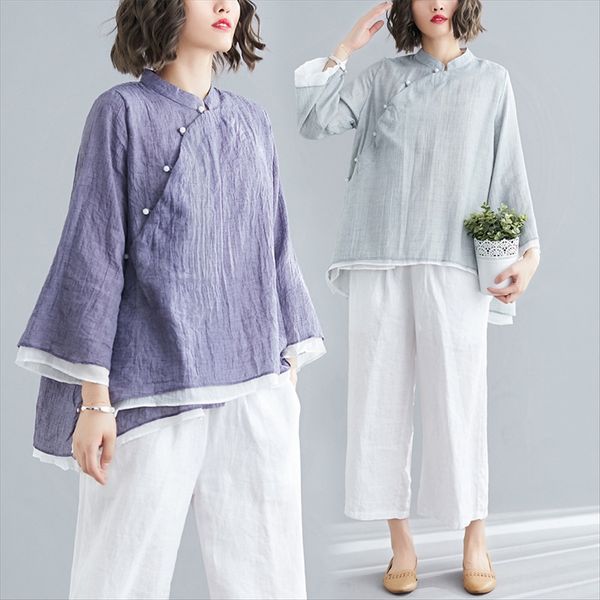2019 autumn large cotton linen size women's art solid color plate buckle cotton and linen if9290, White
2019 autumn large cotton linen size women's art solid color plate buckle cotton and linen if9290, White