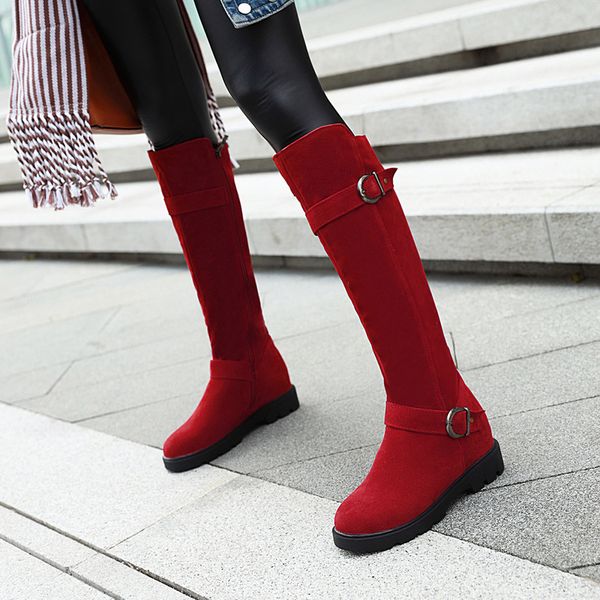 women's winter shoes knee-high boots plus size suede women shoes buckle women winter boots chunky heels botas mujer, Black
women's winter shoes knee-high boots plus size suede women shoes buckle women winter boots chunky heels botas mujer, Black