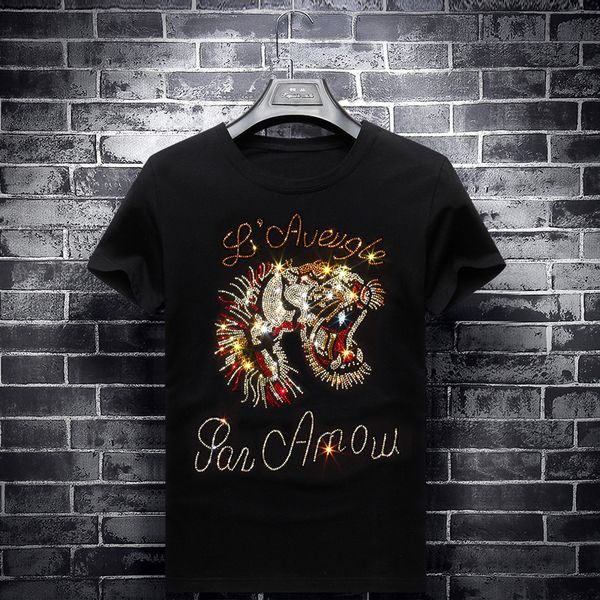 lounge wear summer short-sleeved tiger head drill t-shirt round neck tide men's slim bottoming shirt young students half-sleeved t, White;black
lounge wear summer short-sleeved tiger head drill t-shirt round neck tide men's slim bottoming shirt young students half-sleeved t, White;black