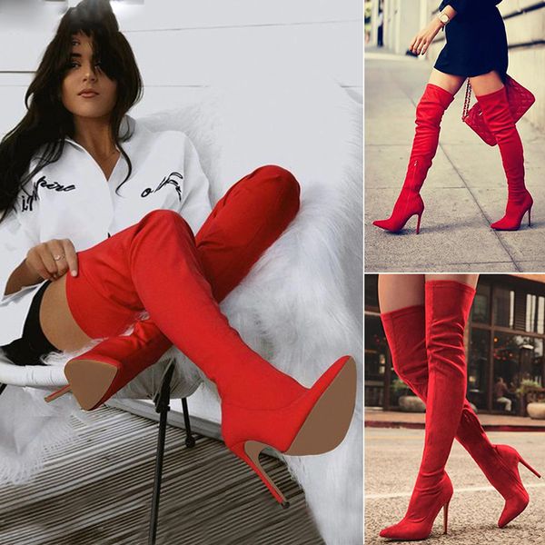 red women over the knee thigh high boots ladies high heels knight boots pointed toe women shoes woman, Black
red women over the knee thigh high boots ladies high heels knight boots pointed toe women shoes woman, Black