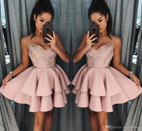 dusty rose short homecoming dresses 2018 new fall spaghetti straps a line layers cocktail dress lace sequins mini prom gowns ba9891, Blue;pink
dusty rose short homecoming dresses 2018 new fall spaghetti straps a line layers cocktail dress lace sequins mini prom gowns ba9891, Blue;pink
