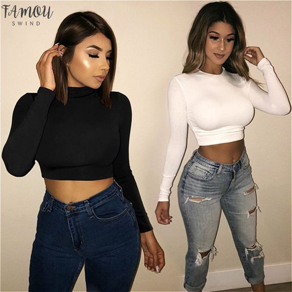 2020 new women long sleeve solid slim short shirts autumn crew neck bodycon crop female blouse clubwear, White
2020 new women long sleeve solid slim short shirts autumn crew neck bodycon crop female blouse clubwear, White