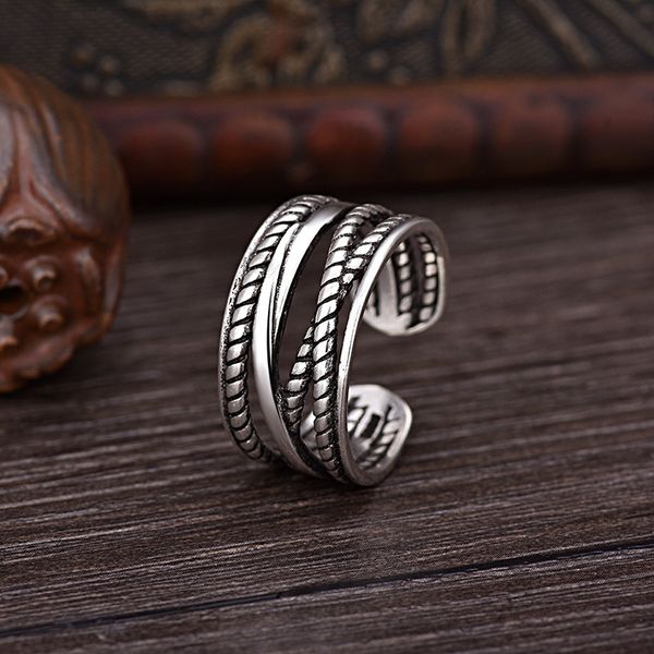 open size silver wide statement robe rings vintage cable wire crossover chunky band rings for women men 
open size silver wide statement robe rings vintage cable wire crossover chunky band rings for women men