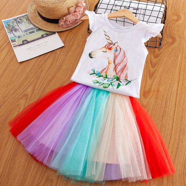 2-6 years children's suits girls clothes set 2018 new magical unicorn pattern white t-shirt lace skirt cute children's wear, Red;yellow
2-6 years children's suits girls clothes set 2018 new magical unicorn pattern white t-shirt lace skirt cute children's wear, Red;yellow