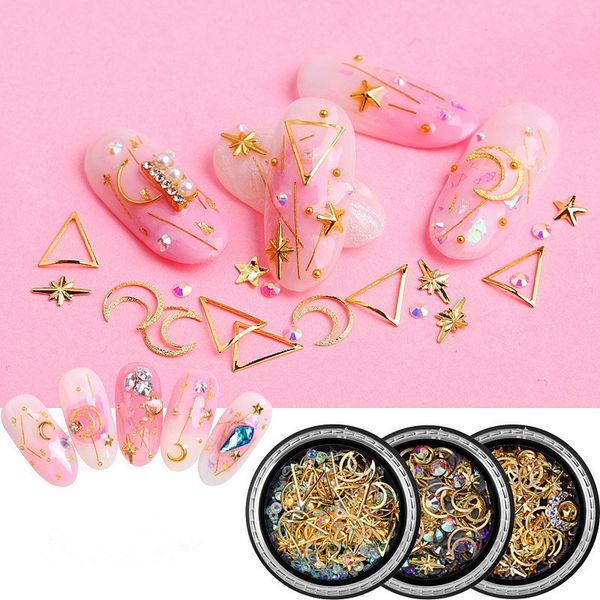 1box new selling stars and moons jewelry mixed box set popular copper round rivets sequins nails diy nail art design, Silver;gold
1box new selling stars and moons jewelry mixed box set popular copper round rivets sequins nails diy nail art design, Silver;gold