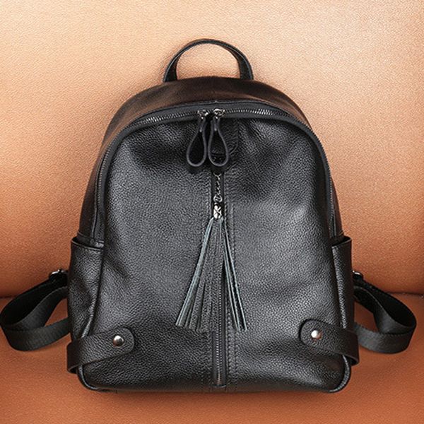 genuine leather fashion woman black backpack big capacity tassel decoration travel trend bag
genuine leather fashion woman black backpack big capacity tassel decoration travel trend bag