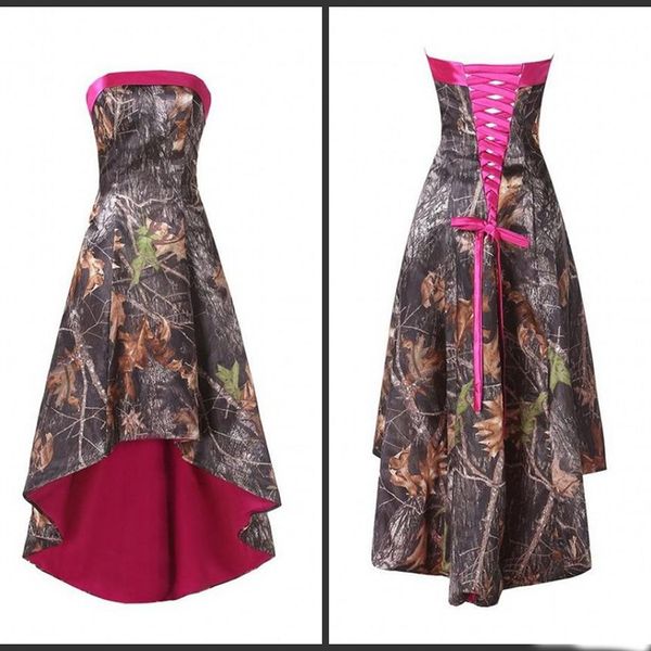 Short Cocktail Dresses High Low Strapless Lace-up Designer Sleeveless Stylish Camo Bridesmaid Dresses Wedding Party Gowns
Short Cocktail Dresses High Low Strapless Lace-up Designer Sleeveless Stylish Camo Bridesmaid Dresses Wedding Party Gowns