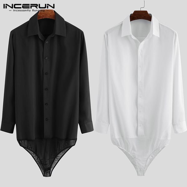 fashion men dress shirt long sleeve bodysuit streetwear solid 2020 button slim lapel party shirts romper incerun camisa s-5xl, White;black
fashion men dress shirt long sleeve bodysuit streetwear solid 2020 button slim lapel party shirts romper incerun camisa s-5xl, White;black