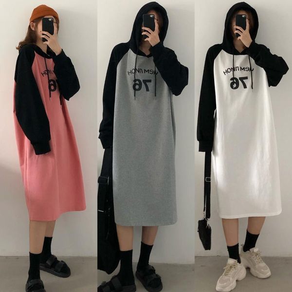 women's hoodies & sweatshirts 2021 autumn clothing style long loose-fit bf laziness-style over-the-knee hoodie dress, Black
women's hoodies & sweatshirts 2021 autumn clothing style long loose-fit bf laziness-style over-the-knee hoodie dress, Black