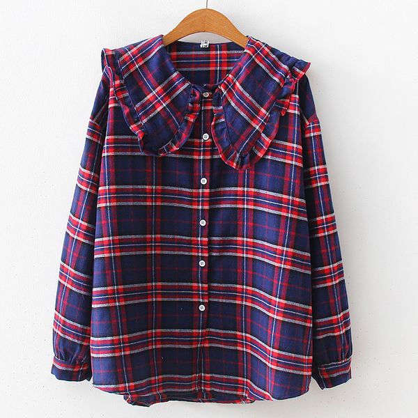 women chic oversized plaid blouse long sleeve female casual shirts stylish cotton blouses peter pan collar loose blusas, White
women chic oversized plaid blouse long sleeve female casual shirts stylish cotton blouses peter pan collar loose blusas, White