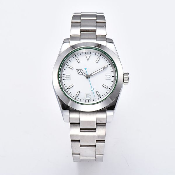 40mm men's new hand watch automatic movement 316l stainless steel bracelet white dial luminous pointer, Slivery;brown
40mm men's new hand watch automatic movement 316l stainless steel bracelet white dial luminous pointer, Slivery;brown