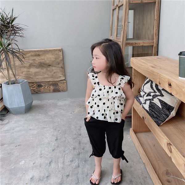 kids 2020 summer new girl dot halter with seven cents pant suit fashion chiffon children kids sleeveless vest two-piece set, White
kids 2020 summer new girl dot halter with seven cents pant suit fashion chiffon children kids sleeveless vest two-piece set, White