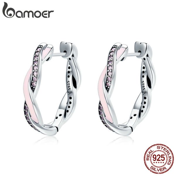 bamoer authentic 100% 925 sterling silver pink & clear cz twist of fate hoop earrings for women fashion earrings jewelry sce297, Golden;silver
bamoer authentic 100% 925 sterling silver pink & clear cz twist of fate hoop earrings for women fashion earrings jewelry sce297, Golden;silver