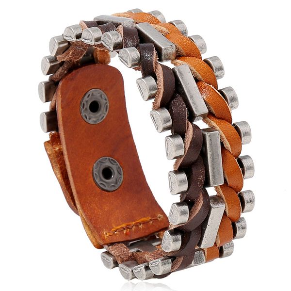 retro style leather bracelet creative gift simple men's punk leather jewelry rock accessories, Golden;silver
retro style leather bracelet creative gift simple men's punk leather jewelry rock accessories, Golden;silver