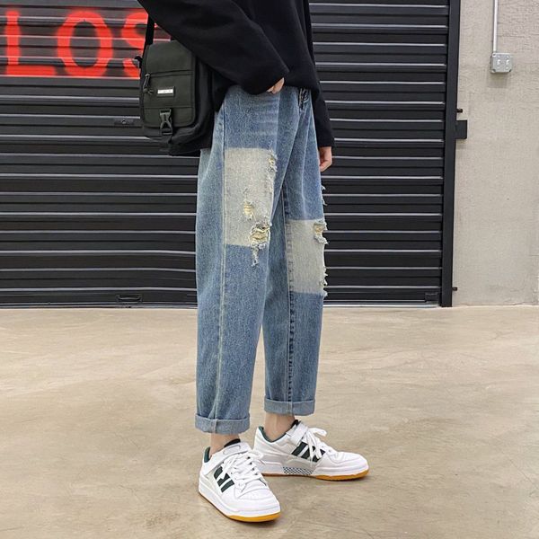 ripped straight jeans men's fashion washed retro casual ripped jeans men streetwear wild loose hip hop denim pants mens -2xl, Blue
ripped straight jeans men's fashion washed retro casual ripped jeans men streetwear wild loose hip hop denim pants mens -2xl, Blue