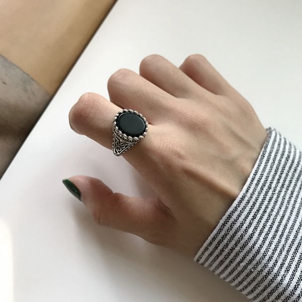 качество стерлингового серебра 925 черный агат старинные кольца простой сделать старый дизайн личности дикие кольца для женщин подвески ювел, Golden;silver 
качество стерлингового серебра 925 черный агат старинные кольца простой сделать старый дизайн личности дикие кольца для женщин подвески ювел, Golden;silver