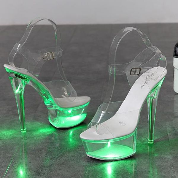 size 34 to 43 luminous ultra high heels clear transparent crystal shoes nightclub party shoes 15cm, Black
size 34 to 43 luminous ultra high heels clear transparent crystal shoes nightclub party shoes 15cm, Black