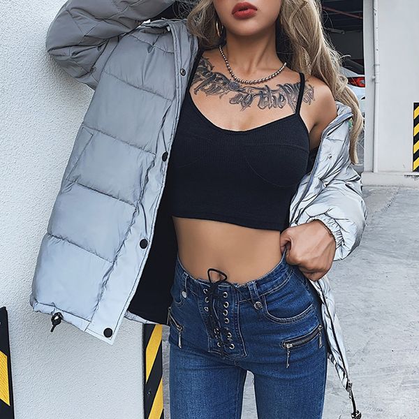 winter coat women 2019 fashion personality reflective windbreaker outwear femael casual loose button female overcoat coat parka, Black
winter coat women 2019 fashion personality reflective windbreaker outwear femael casual loose button female overcoat coat parka, Black