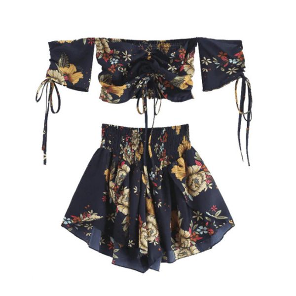off shoulder cinched floral women set summer slash neck short sleeves crop high waist shorts set beach boho suits 5 color, White
off shoulder cinched floral women set summer slash neck short sleeves crop high waist shorts set beach boho suits 5 color, White