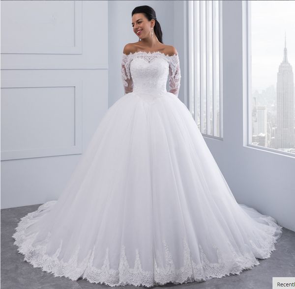 vestidos de novia 2019 elegant lace wedding dresses off the shoulder custom made train bridal gowns robe de mariage, White
vestidos de novia 2019 elegant lace wedding dresses off the shoulder custom made train bridal gowns robe de mariage, White
