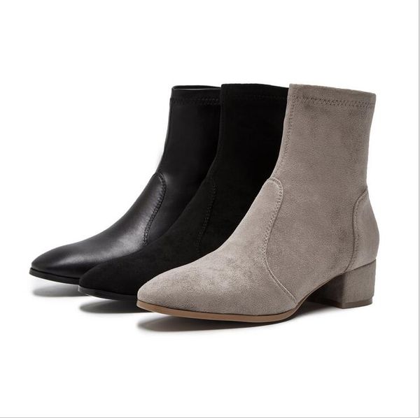 new genuine leather square head thick heel female booties spring and autumn 2020 martin boots mid heel stretch boots, Black
new genuine leather square head thick heel female booties spring and autumn 2020 martin boots mid heel stretch boots, Black