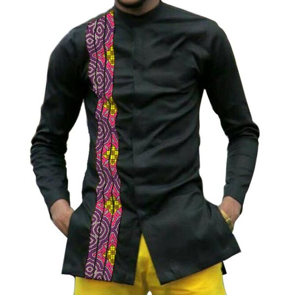 african clothing men's shirt stand collar ankara print on black patchwork custom order male dashiki for wedding, White;black
african clothing men's shirt stand collar ankara print on black patchwork custom order male dashiki for wedding, White;black
