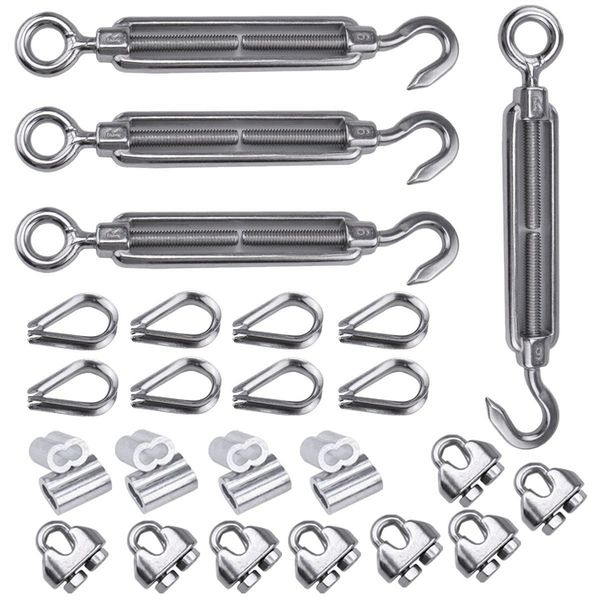 4 pack 1/8 inch cable railing kit included stainless steel hook eye turnbuckle tension wire rope cable clamp thimble
4 pack 1/8 inch cable railing kit included stainless steel hook eye turnbuckle tension wire rope cable clamp thimble