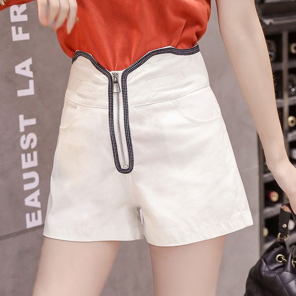 2019 new korean style modern fashion high waist wide leg shorts women casual pants summer black white zipper short pants, White;black
2019 new korean style modern fashion high waist wide leg shorts women casual pants summer black white zipper short pants, White;black