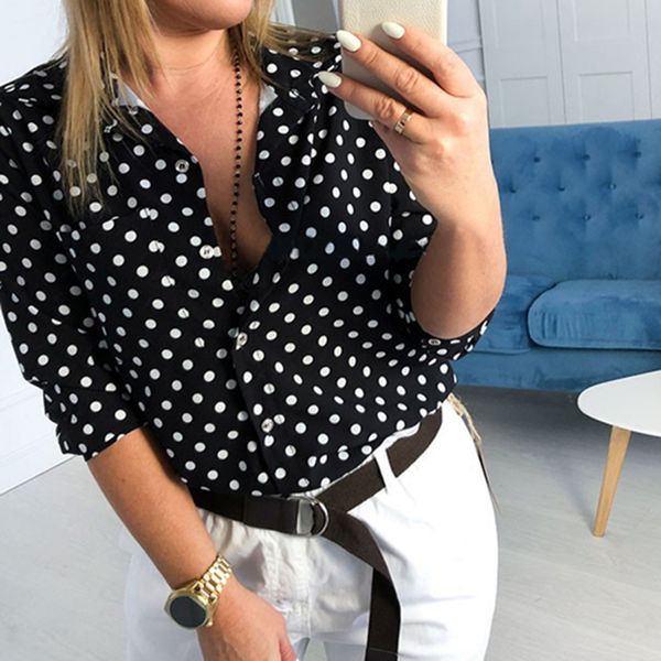 2019 new sumemr blouse shirt vintage polka dot half sleeve causal women blouse turn down collar office blusas buttons gv126, White
2019 new sumemr blouse shirt vintage polka dot half sleeve causal women blouse turn down collar office blusas buttons gv126, White
