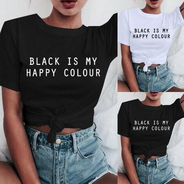 black is my happy colour letters print women tshirt cotton funny casual hipster t shirt for lady tees tumblr drop ship hot, White
black is my happy colour letters print women tshirt cotton funny casual hipster t shirt for lady tees tumblr drop ship hot, White