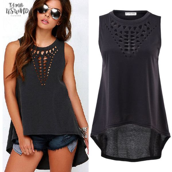 women casual hollow sleeveless loose summer t shirt v neck drop shipping, White
women casual hollow sleeveless loose summer t shirt v neck drop shipping, White