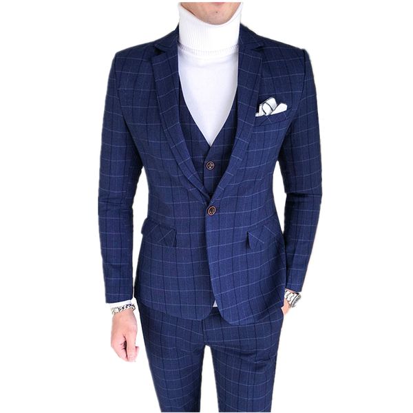 blue men suit jacket + pant + vest asia size s - 5xl wedding banquet grid men dress three-piece set business mens blazer, White;black
blue men suit jacket + pant + vest asia size s - 5xl wedding banquet grid men dress three-piece set business mens blazer, White;black