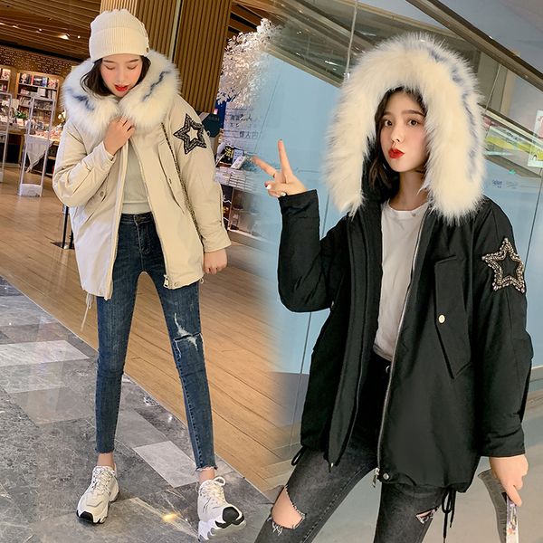 tide jacket women winter fashion warm thick solid short style cotton fur collar parkas coat stand collar, Black
tide jacket women winter fashion warm thick solid short style cotton fur collar parkas coat stand collar, Black