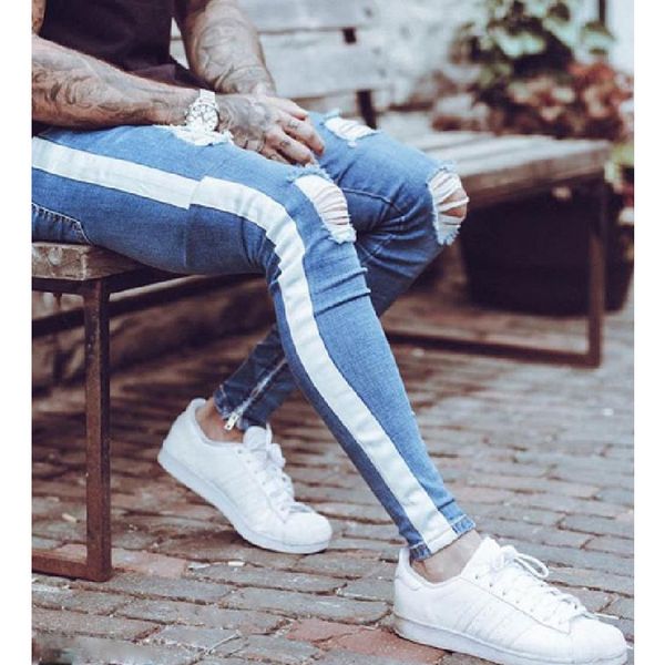 2019 new fashion destroyed skinny jeans men streetwear dest ripped jeans for man fitted bottoms zipper hip hop homme denim, Blue
2019 new fashion destroyed skinny jeans men streetwear dest ripped jeans for man fitted bottoms zipper hip hop homme denim, Blue