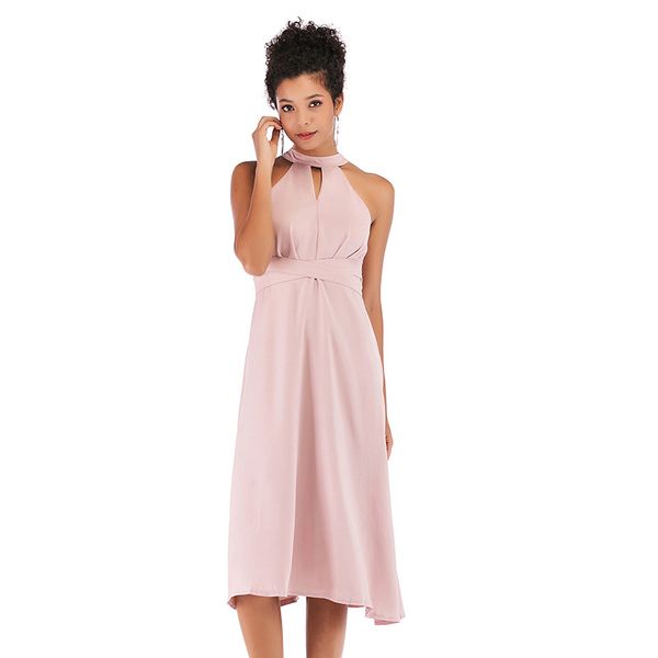 2019 summer pink line hanging neck strap waist dress dress long vestido q319, Black;gray
2019 summer pink line hanging neck strap waist dress dress long vestido q319, Black;gray