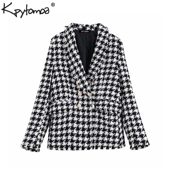 women's suits & blazers vintage stylish houndstooth double breasted blazer coat women fashion long sleeve frayed trims outerwear chic p, White;black
women's suits & blazers vintage stylish houndstooth double breasted blazer coat women fashion long sleeve frayed trims outerwear chic p, White;black