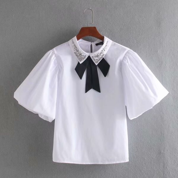 2020 spring women simply bow tied beading decoration poplin blouse shirts women chic lantern sleeve blusas chemise ls6480, White
2020 spring women simply bow tied beading decoration poplin blouse shirts women chic lantern sleeve blusas chemise ls6480, White