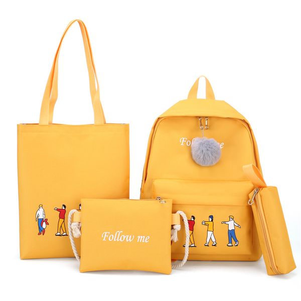 female student backpack multifunctional backpack new simple and versatile large capacity cute girl four piece set
female student backpack multifunctional backpack new simple and versatile large capacity cute girl four piece set