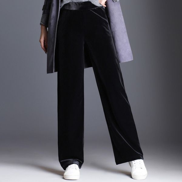2020 women velvet long pants autumn winter warm wide leg pants elastic waist plus size 8xl office wear trouser da243, Black;white
2020 women velvet long pants autumn winter warm wide leg pants elastic waist plus size 8xl office wear trouser da243, Black;white