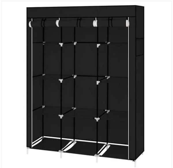 67" Portable Closet Organizer Wardrobe Storage Organizer With 10 Shelves Quick And Easy To Assemble Extra Space Black