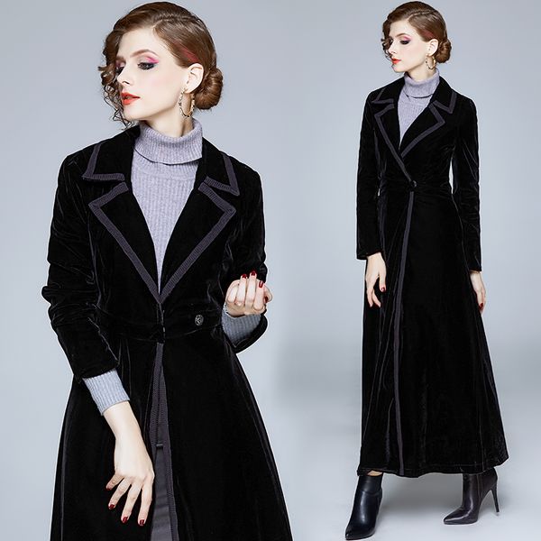 2019 autumn winter velvet trench coat women abrigo mujer long elegant notched outwear female overcoat slim black cardigan trench, Tan;black
2019 autumn winter velvet trench coat women abrigo mujer long elegant notched outwear female overcoat slim black cardigan trench, Tan;black
