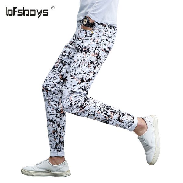 personality style men white printed jeans calca masculina slim pencil pants fashion night club hip hop slim biker eans homme, Blue
personality style men white printed jeans calca masculina slim pencil pants fashion night club hip hop slim biker eans homme, Blue