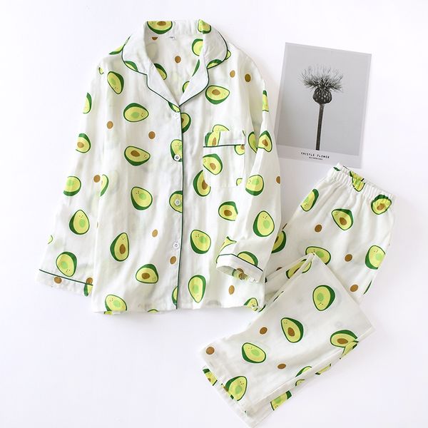 women's pajamas sets cotton gauze avocado printed casual long sleeve sleepwear suit home 2pcs turn-down neck shirt+pants pyjamas, Black;red
women's pajamas sets cotton gauze avocado printed casual long sleeve sleepwear suit home 2pcs turn-down neck shirt+pants pyjamas, Black;red
